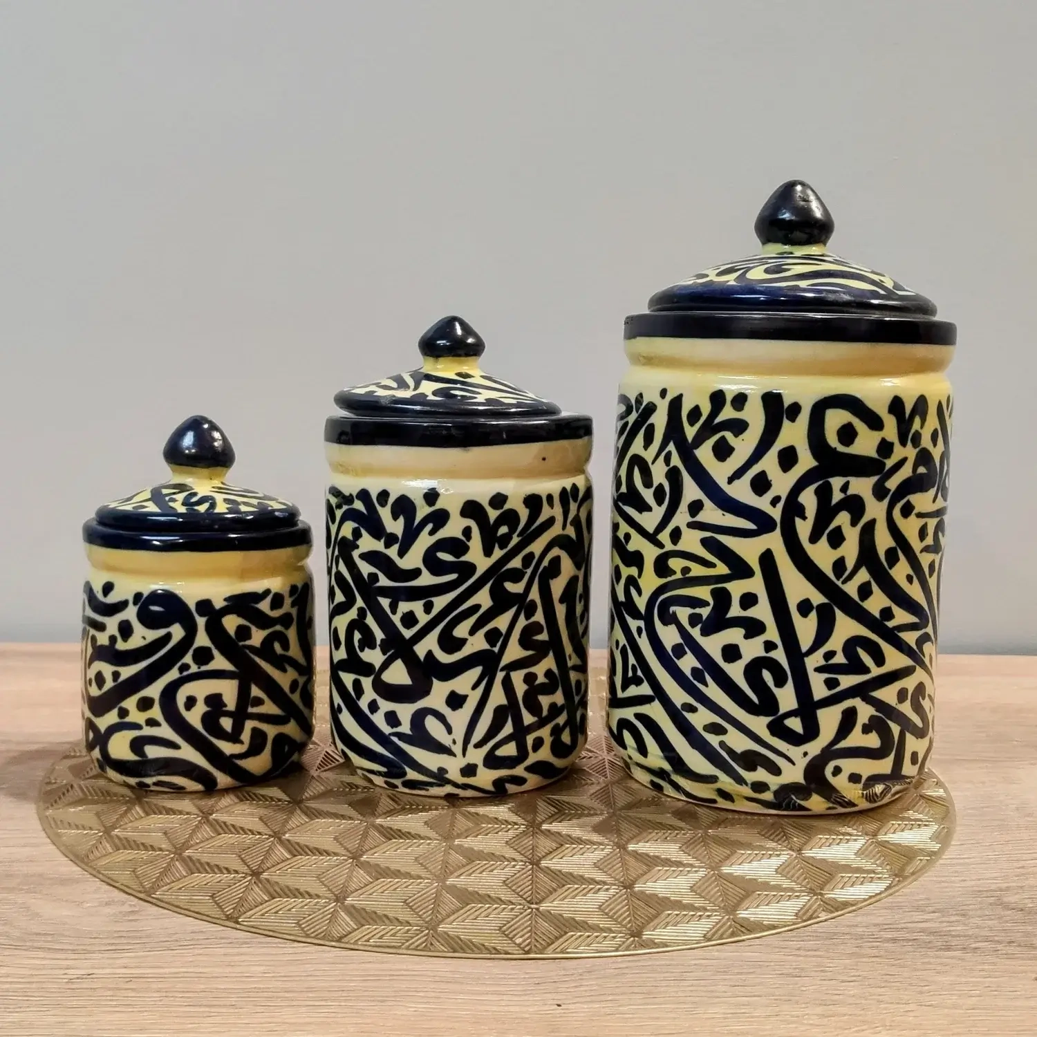 Calligraphy Jar All- (Pale Yellow)